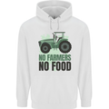 Tractor No Farmers No Food Farming Mens 80% Cotton Hoodie White