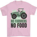 Tractor No Farmers No Food Farming Mens T-Shirt Cotton Gildan Light Pink