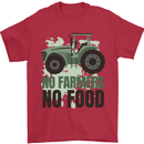 Tractor No Farmers No Food Farming Mens T-Shirt Cotton Gildan Red
