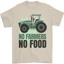 Tractor No Farmers No Food Farming Mens T-Shirt Cotton Gildan Sand