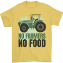 Tractor No Farmers No Food Farming Mens T-Shirt Cotton Gildan Yellow