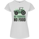 Tractor No Farmers No Food Farming Womens Petite Cut T-Shirt White