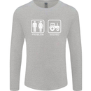 Tractor Problem Solved Driver Farmer Funny Mens Long Sleeve T-Shirt Sports Grey