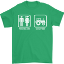 Tractor Problem Solved Driver Farmer Funny Mens T-Shirt Cotton Gildan Irish Green