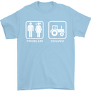 Tractor Problem Solved Driver Farmer Funny Mens T-Shirt Cotton Gildan Light Blue
