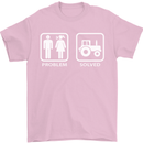 Tractor Problem Solved Driver Farmer Funny Mens T-Shirt Cotton Gildan Light Pink