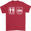 Tractor Problem Solved Driver Farmer Funny Mens T-Shirt Cotton Gildan Red