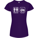 Tractor Problem Solved Driver Farmer Funny Womens Petite Cut T-Shirt Purple