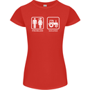 Tractor Problem Solved Driver Farmer Funny Womens Petite Cut T-Shirt Red
