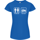 Tractor Problem Solved Driver Farmer Funny Womens Petite Cut T-Shirt Royal Blue