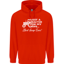 Tractor for My Wife Best Swap Ever Farmer Mens 80% Cotton Hoodie Bright Red