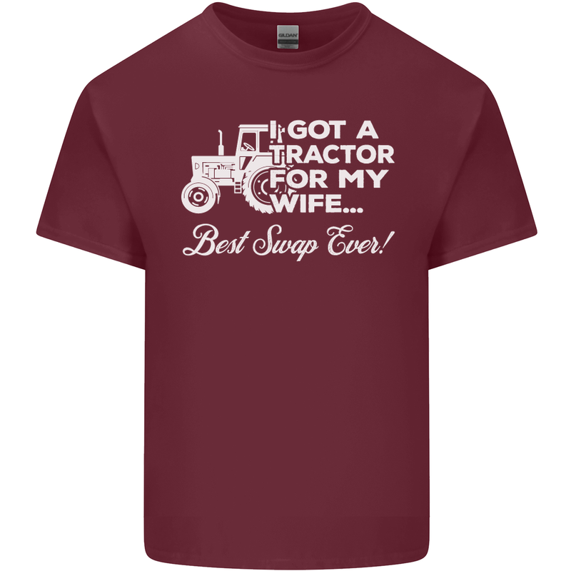 Tractor for My Wife Best Swap Ever Farmer Mens Cotton T-Shirt Tee Top Maroon