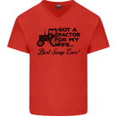 Tractor for My Wife Best Swap Ever Farming Mens V-Neck Cotton T-Shirt Red