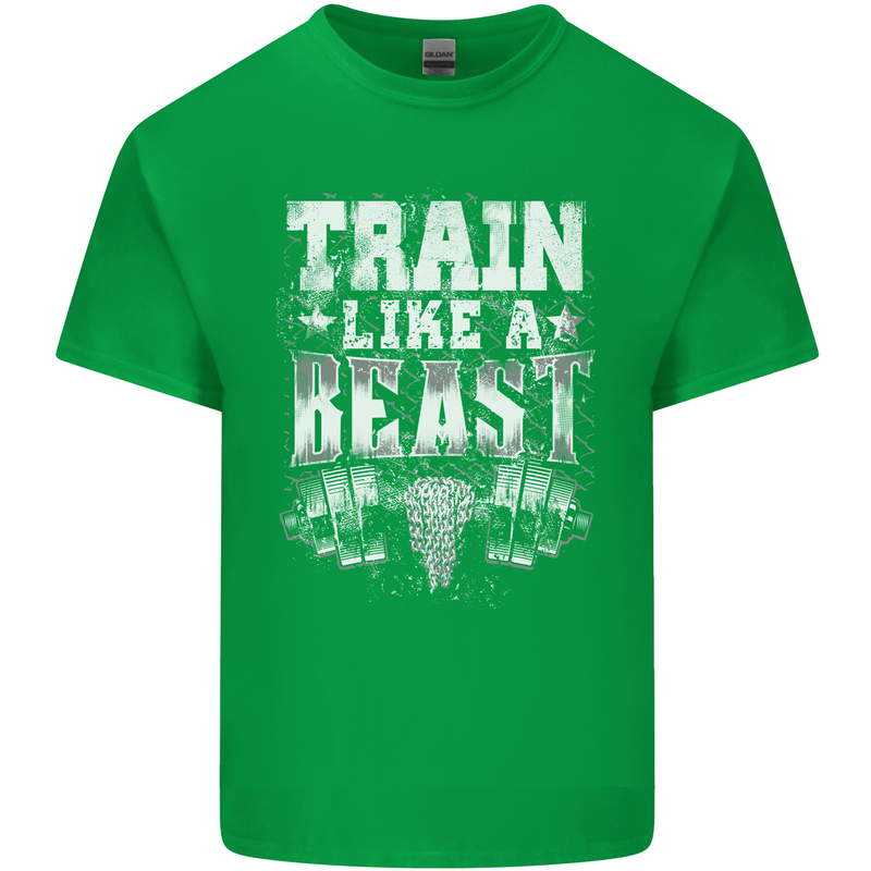 Train Like a Beast Gym Training Top Mens Cotton T-Shirt Tee Top Irish Green