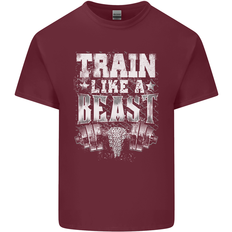 Train Like a Beast Gym Training Top Mens Cotton T-Shirt Tee Top Maroon