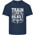 Train Like a Beast Gym Training Top Mens Cotton T-Shirt Tee Top Navy Blue