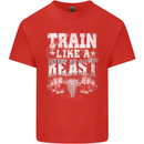 Train Like a Beast Gym Training Top Mens Cotton T-Shirt Tee Top Red