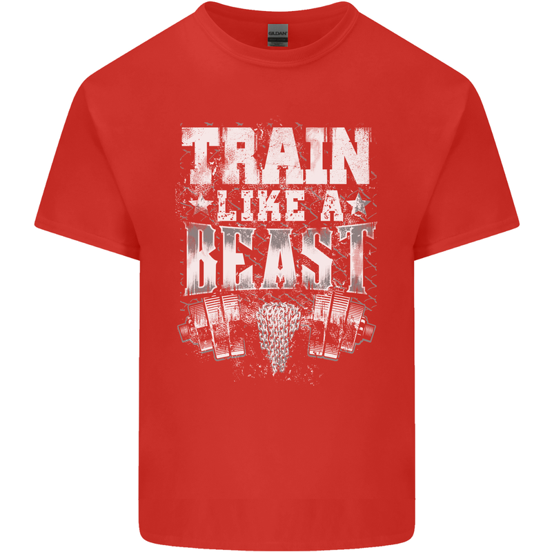 Train Like a Beast Gym Training Top Mens Cotton T-Shirt Tee Top Red