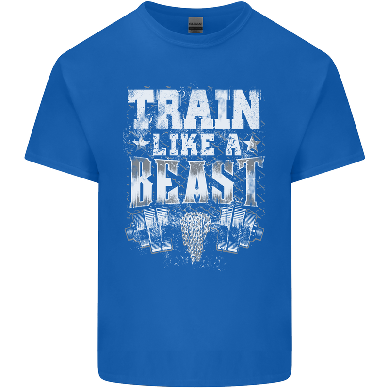 Train Like a Beast Gym Training Top Mens Cotton T-Shirt Tee Top Royal Blue
