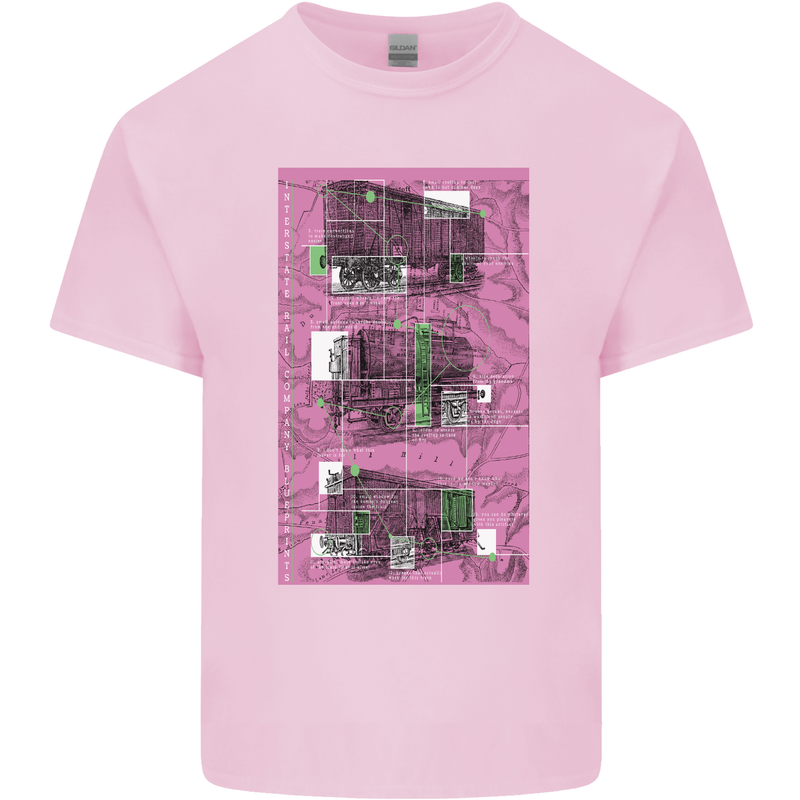 Trains Trainspotting Rail Carriages Mens Cotton T-Shirt Tee Top Light Pink