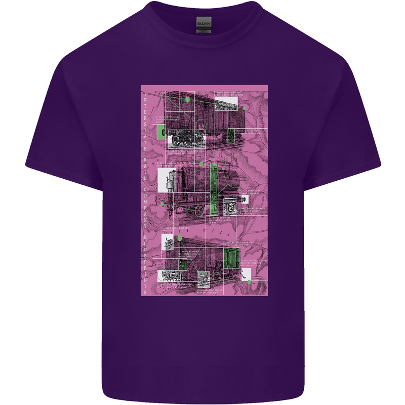 Trains Trainspotting Rail Carriages Mens Cotton T-Shirt Tee Top Purple