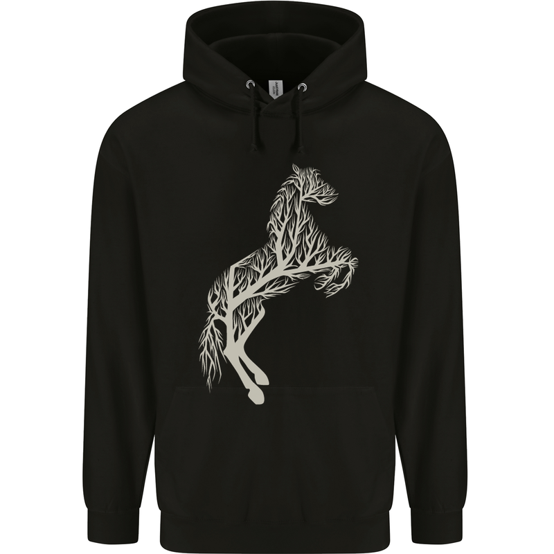 Tree Horse Ecology Equestrian Mens 80% Cotton Hoodie Black