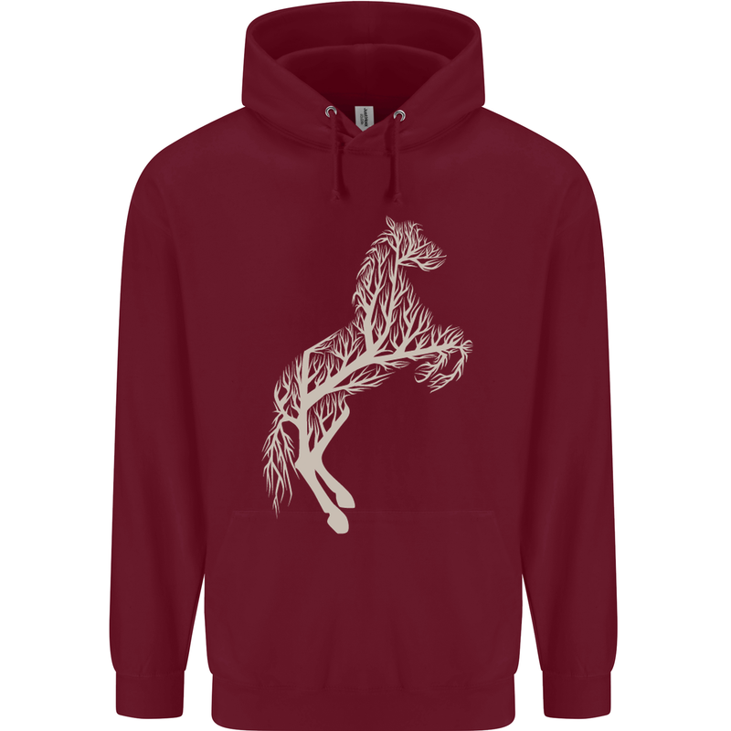 Tree Horse Ecology Equestrian Mens 80% Cotton Hoodie Maroon