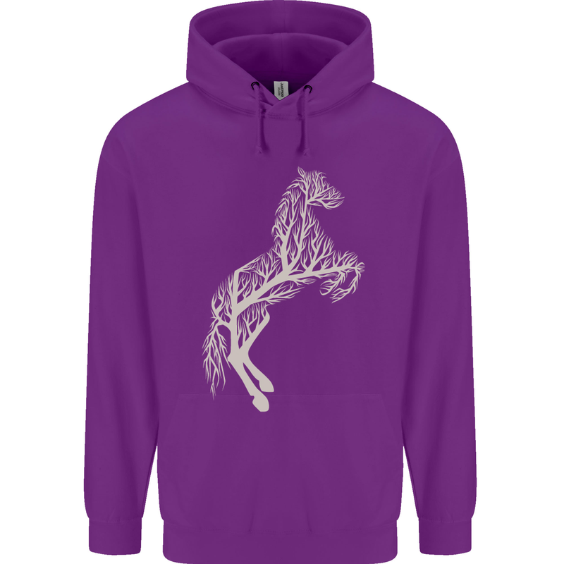 Tree Horse Ecology Equestrian Mens 80% Cotton Hoodie Purple