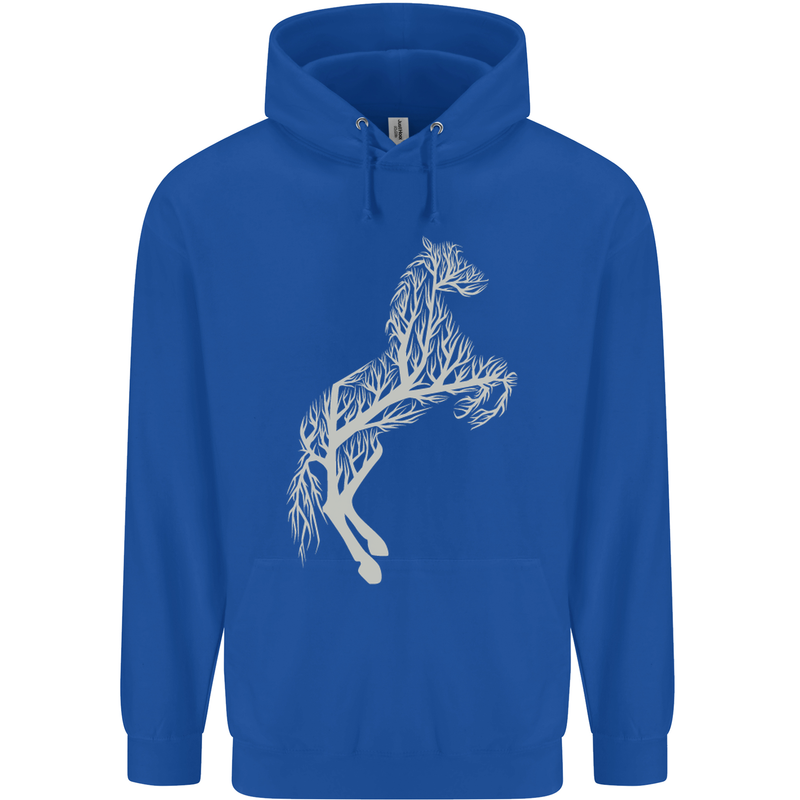 Tree Horse Ecology Equestrian Mens 80% Cotton Hoodie Royal Blue