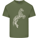 Tree Horse Ecology Equestrian Mens Cotton T-Shirt Tee Top Military Green