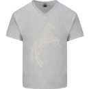 Tree Horse Ecology Equestrian Mens V-Neck Cotton T-Shirt Sports Grey