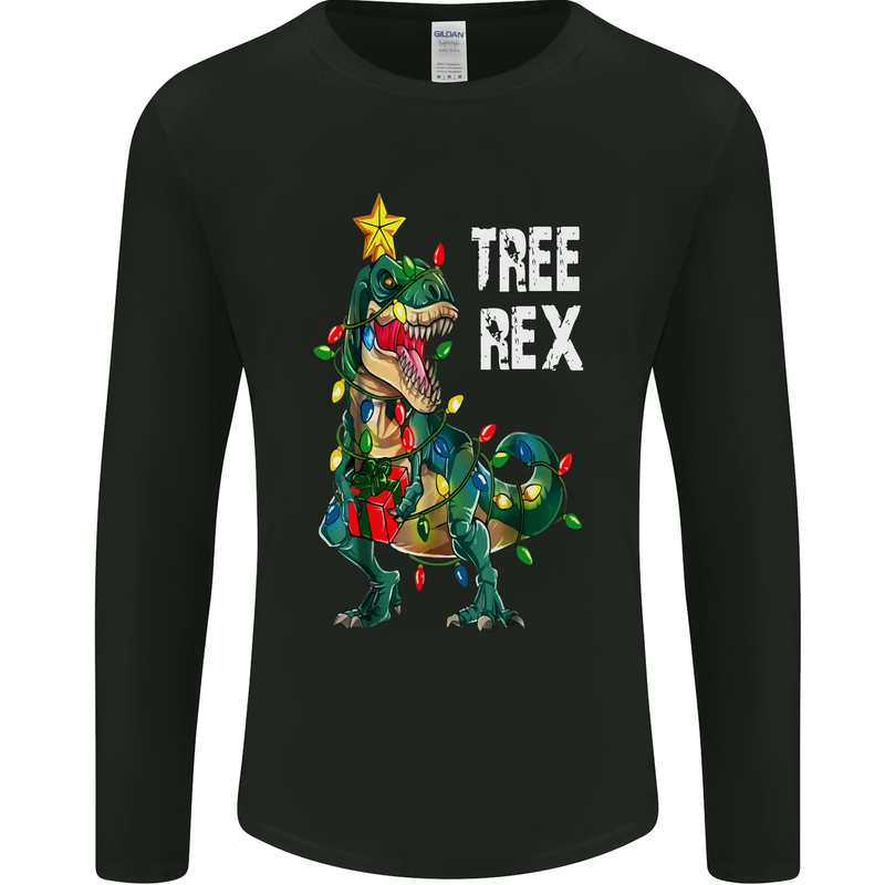 Tree Rex T-Rex Funny Christmas Dinosaur Mens Long Sleeve T-Shirt Black