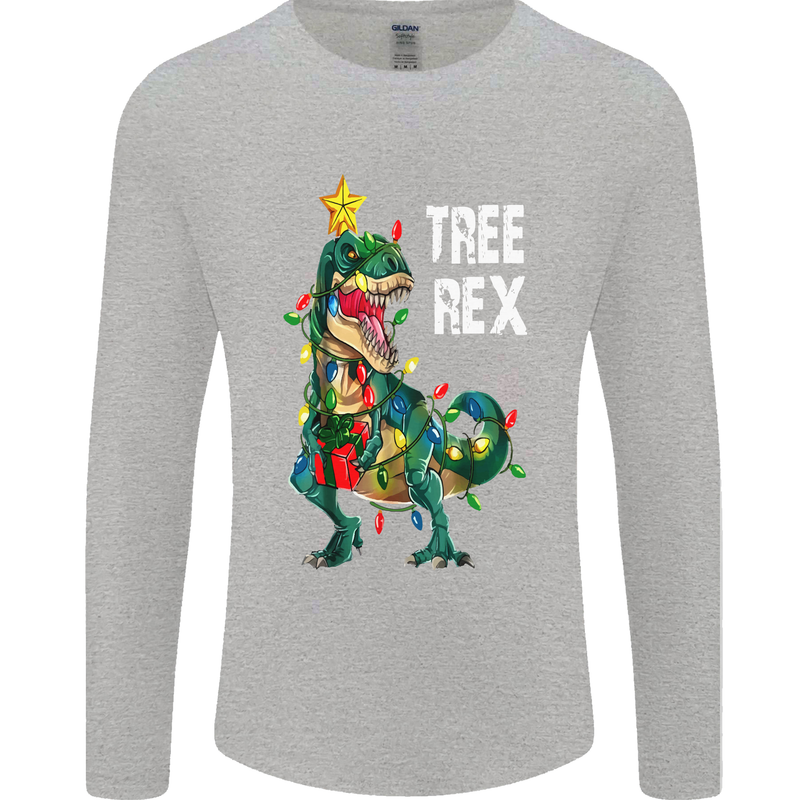 Tree Rex T-Rex Funny Christmas Dinosaur Mens Long Sleeve T-Shirt Sports Grey
