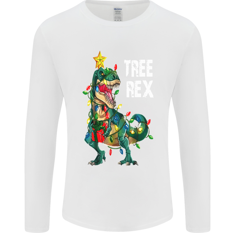 Tree Rex T-Rex Funny Christmas Dinosaur Mens Long Sleeve T-Shirt White