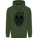 Tree Skull Mens 80% Cotton Hoodie Forest Green