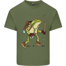 Trekking Hiking Rambling Frog Toad Funny Mens Cotton T-Shirt Tee Top Military Green