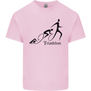 Triathlon Running Swimming Cycling Kids T-Shirt Childrens Light Pink
