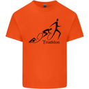 Triathlon Running Swimming Cycling Kids T-Shirt Childrens Orange