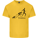 Triathlon Running Swimming Cycling Kids T-Shirt Childrens Yellow