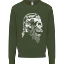 Tribal Viking Skull Mens Sweatshirt Jumper Forest Green