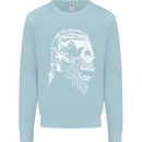 Tribal Viking Skull Mens Sweatshirt Jumper Light Blue