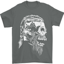 Tribal Viking Skull Mens T-Shirt Cotton Gildan Charcoal