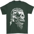 Tribal Viking Skull Mens T-Shirt Cotton Gildan Forest Green