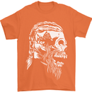 Tribal Viking Skull Mens T-Shirt Cotton Gildan Orange