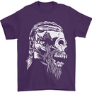 Tribal Viking Skull Mens T-Shirt Cotton Gildan Purple