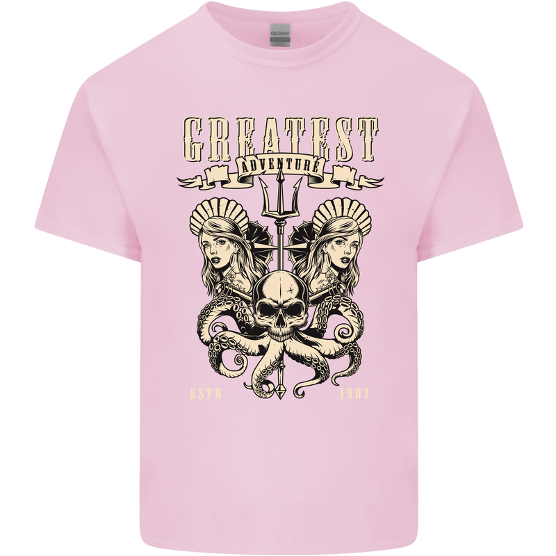 Trident Skull Scuba Diving Octopus Cthulhu Mens Cotton T-Shirt Tee Top Light Pink