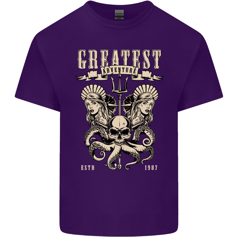Trident Skull Scuba Diving Octopus Cthulhu Mens Cotton T-Shirt Tee Top Purple