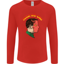 Trust No One Devil Demon 2 Faced Satan Mens Long Sleeve T-Shirt Red