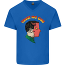 Trust No One Devil Demon 2 Faced Satan Mens V-Neck Cotton T-Shirt Royal Blue