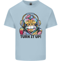 Turn It Up Monkey DJ Headphones Music Mens Cotton T-Shirt Tee Top Light Blue